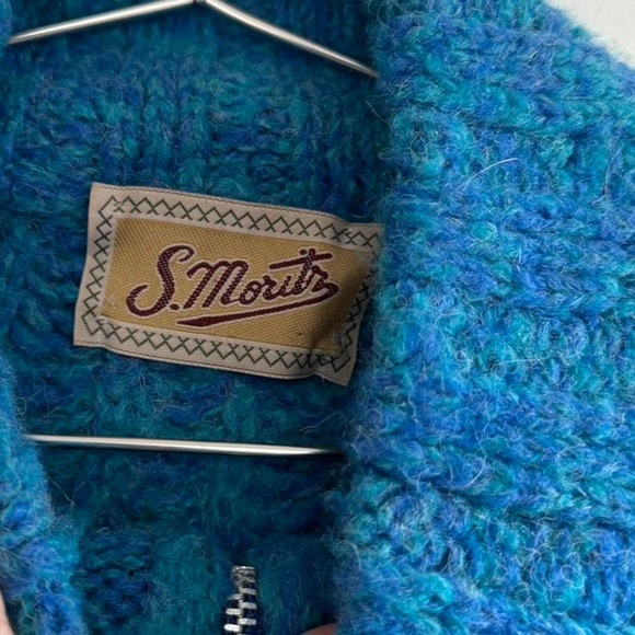 Vintage Made in Italy Blue Hand Knit Quarter Zip Sweater - Picture 8 of 8